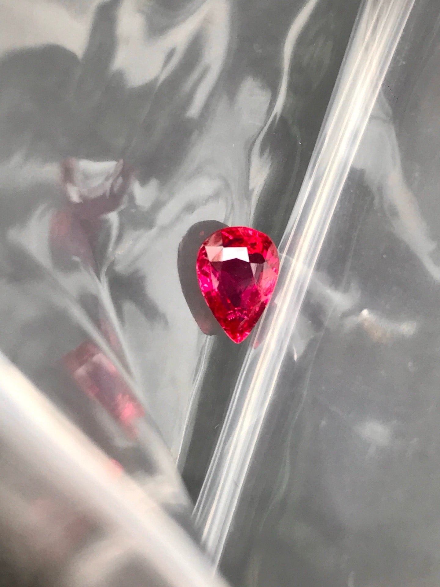 High-quality 1.04ct Pear Shape No Heated Mozambique Pigeon Blood Ruby
