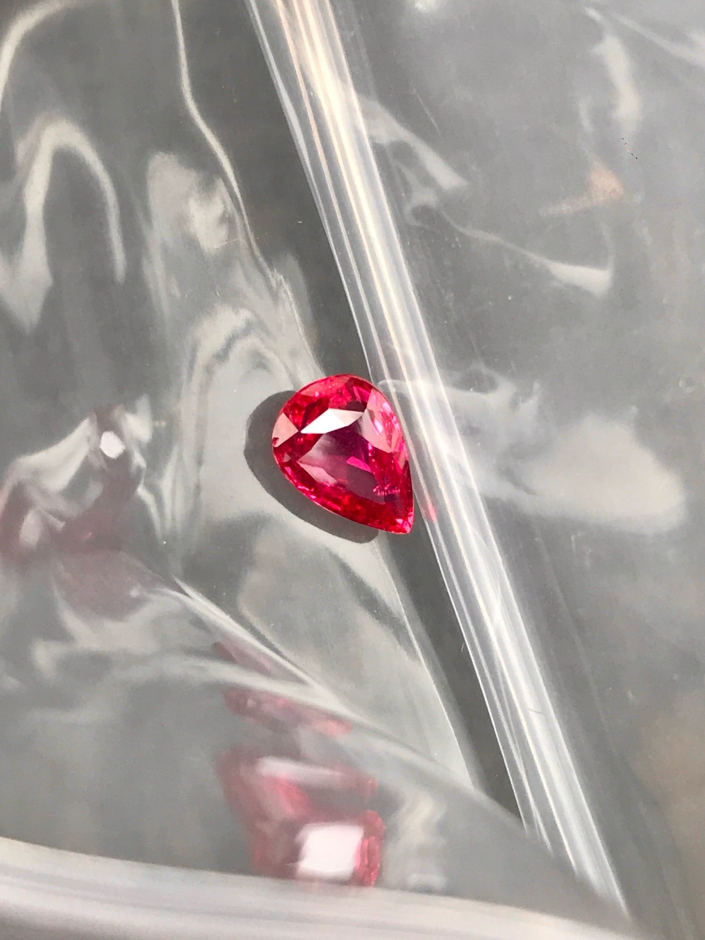 High-quality 1.04ct Pear Shape No Heated Mozambique Pigeon Blood Ruby